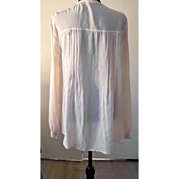 Calypso Womens Long Sleeve‎ Sheer Pintuck Button Up Top Blouse Light Pink Size M - Picture 5 of 6
